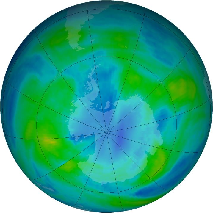 Antarctic ozone map for 08 April 1985